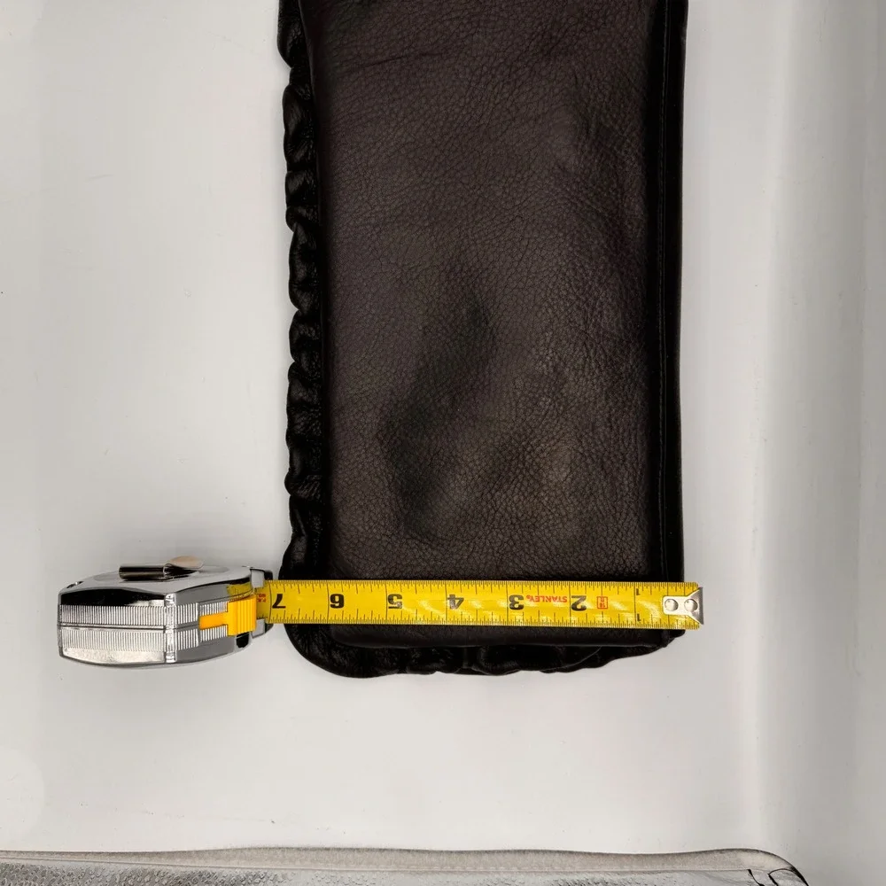 Treesje Leather Flap Clutch 80s‎ Inspired Handbag Black Ruffle Evening Bag